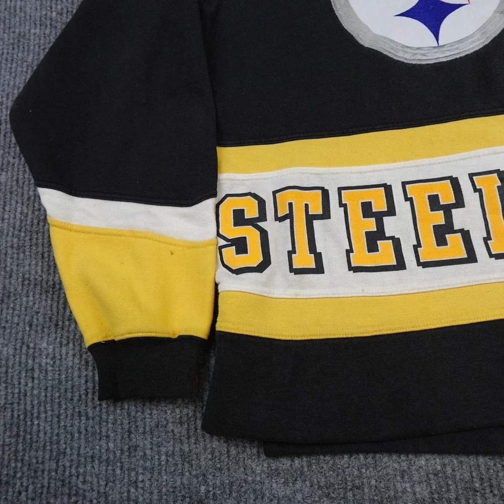 Vintage Pittsburgh Steelers Sweatshirt Mens Large Black NFL Pro Player Crewneck